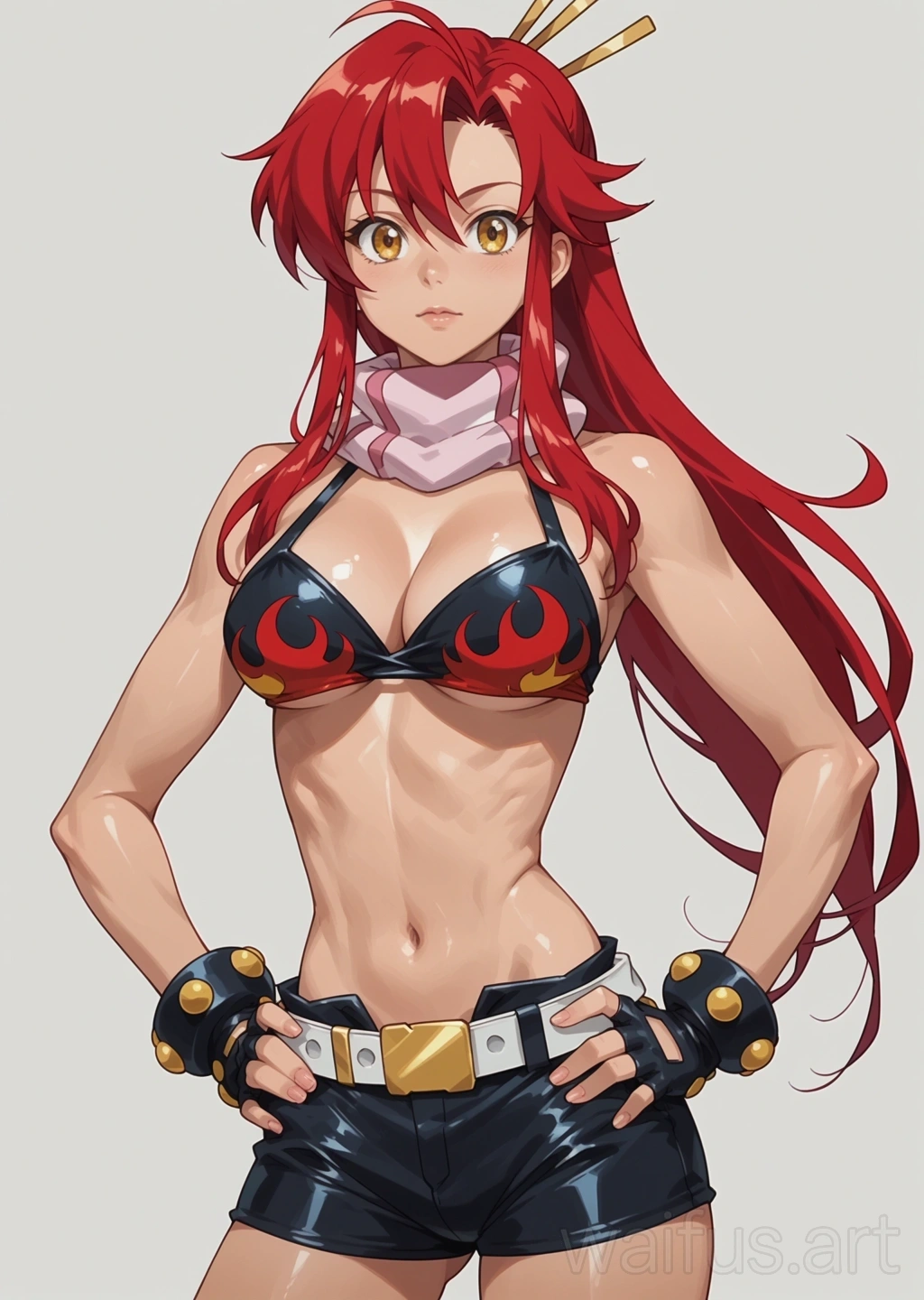 Yoko Littner (Gurren Lagann) - hands on waist upper body standing