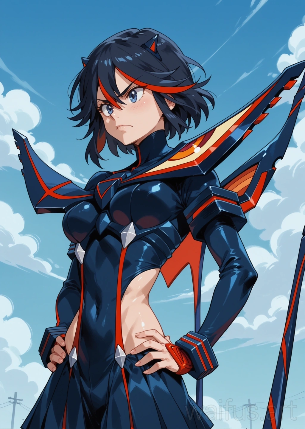 纏流子 (キルラキル) - 腰に手を当てる 上半身 立ち絵