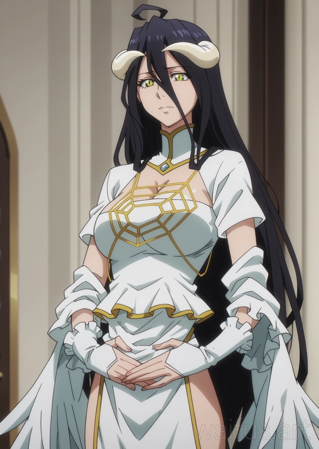 Albedo (Overlord) - hands on waist upper body standing