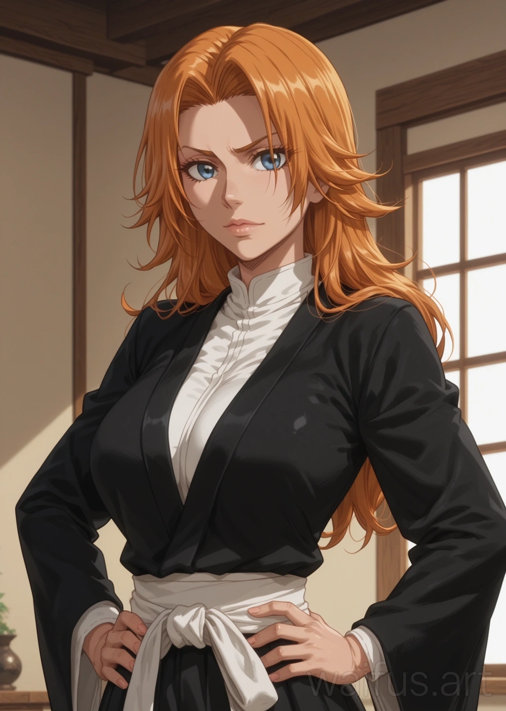 Rangiku Matsumoto (Bleach) - hands on waist upper body standing
