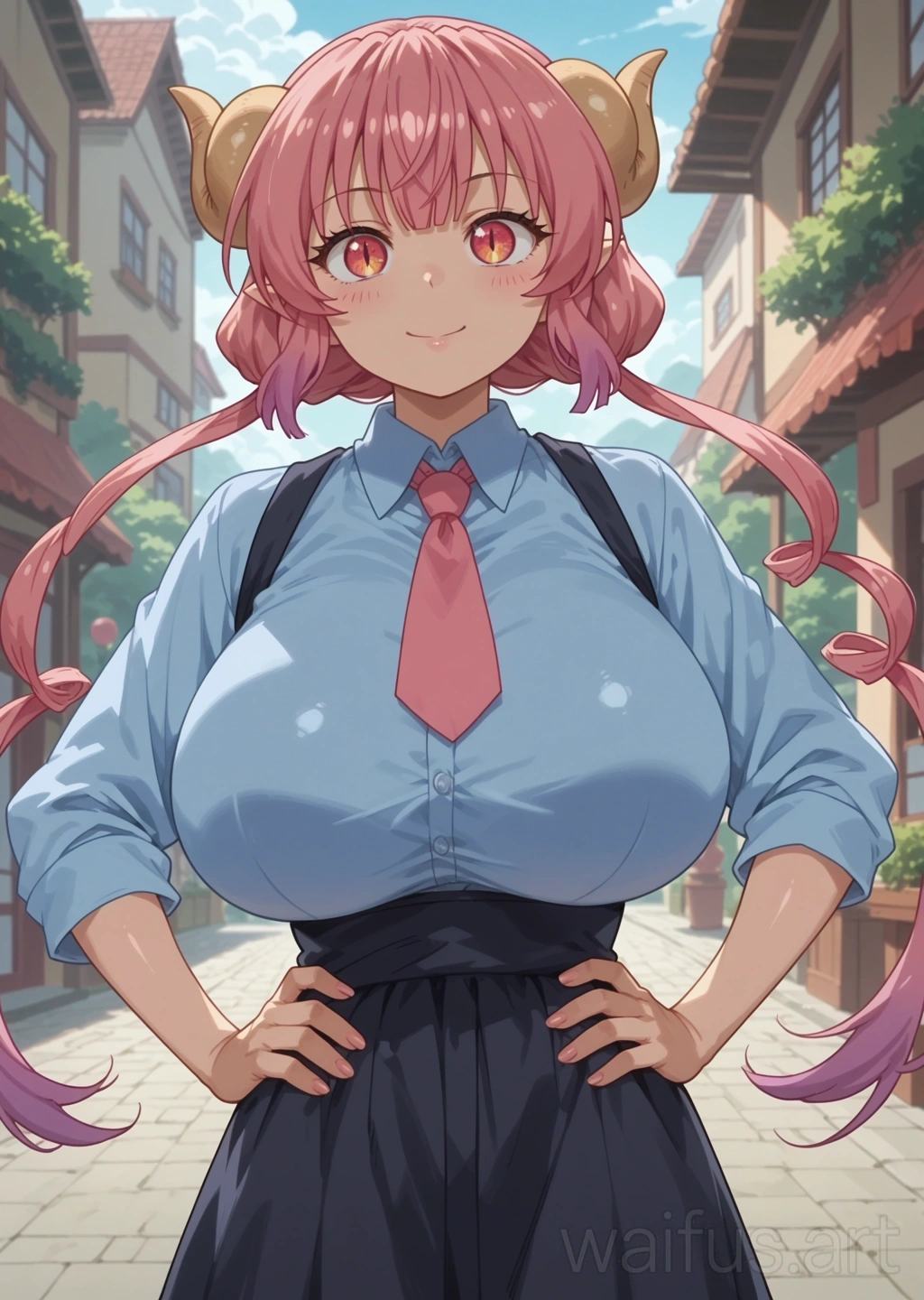 イルル (小林さんちのメイドラゴン) - 腰に手を当てる 上半身 立ち絵