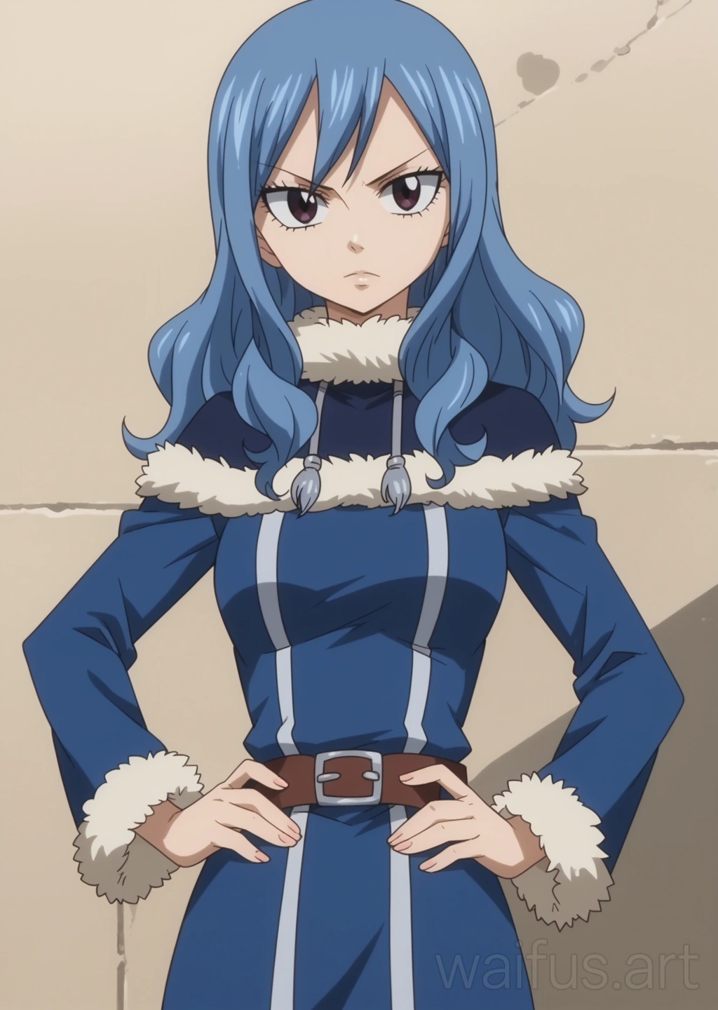 Juvia Lockser (Fairy Tail) - hands on waist upper body standing