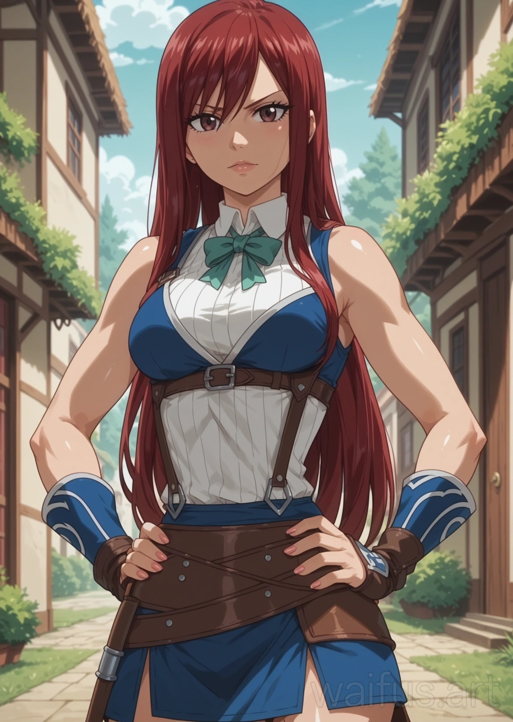 エルザ スカーレット (フェアリーテイル) - 腰に手を当てる 上半身 立ち絵