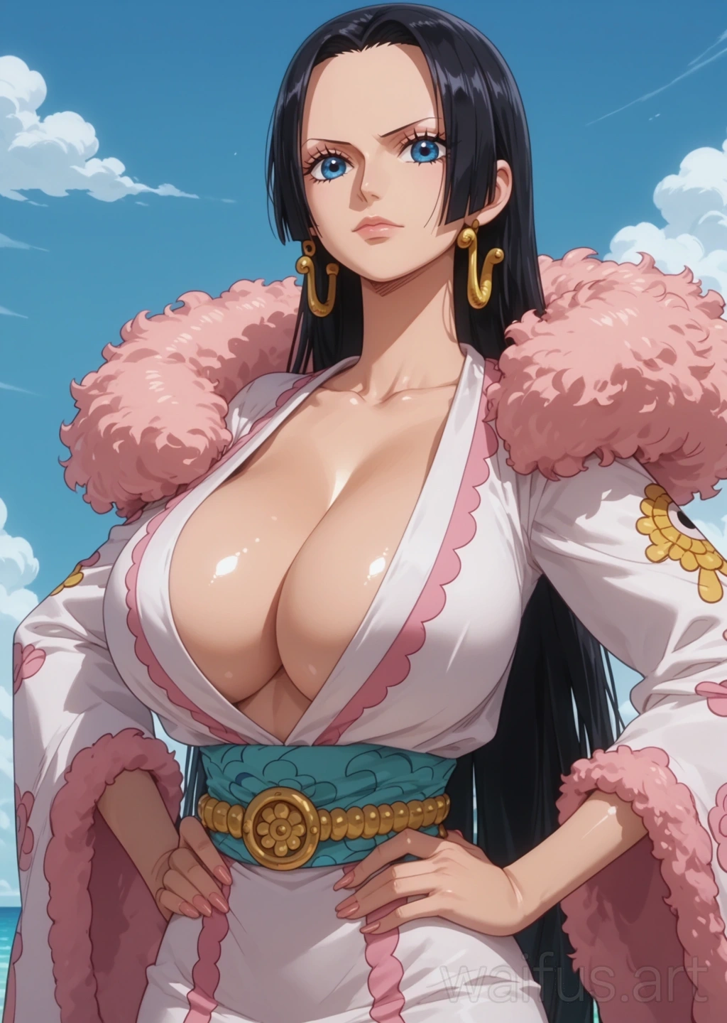 Boa Hancock (One Piece) - hands on waist upper body standing