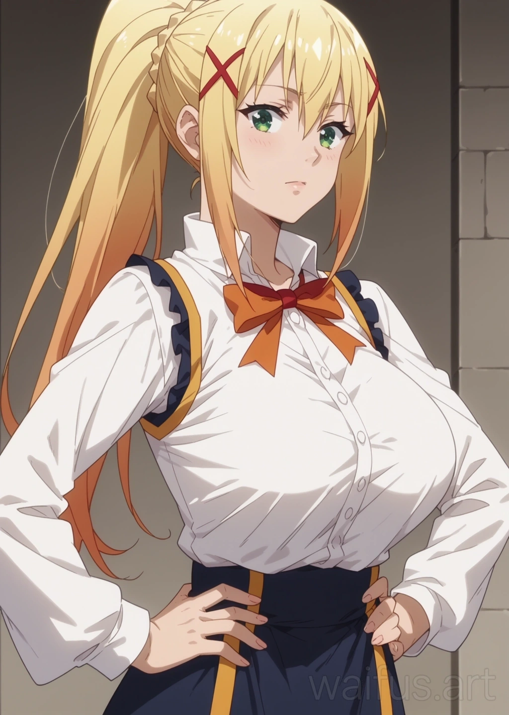 Darkness (Konosuba) - hands on waist upper body standing
