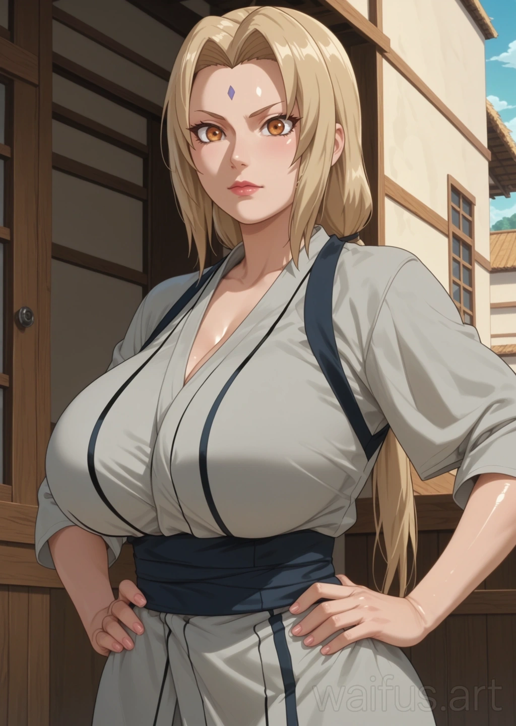 綱手 (ナルト疾風伝) - 腰に手を当てる 上半身 立ち絵