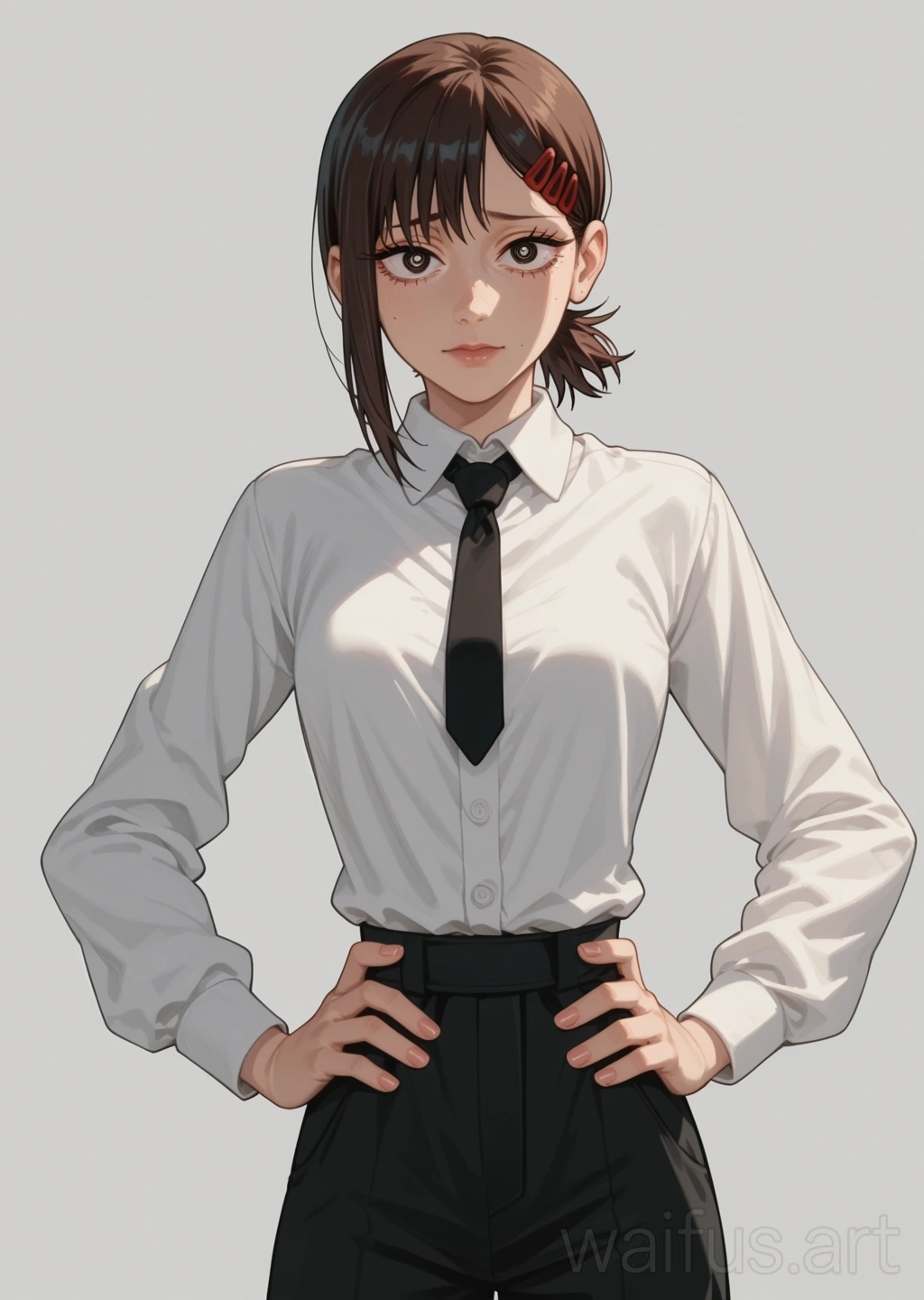 Kobeni Higashiyama (Chainsaw Man) - hands on waist upper body standing