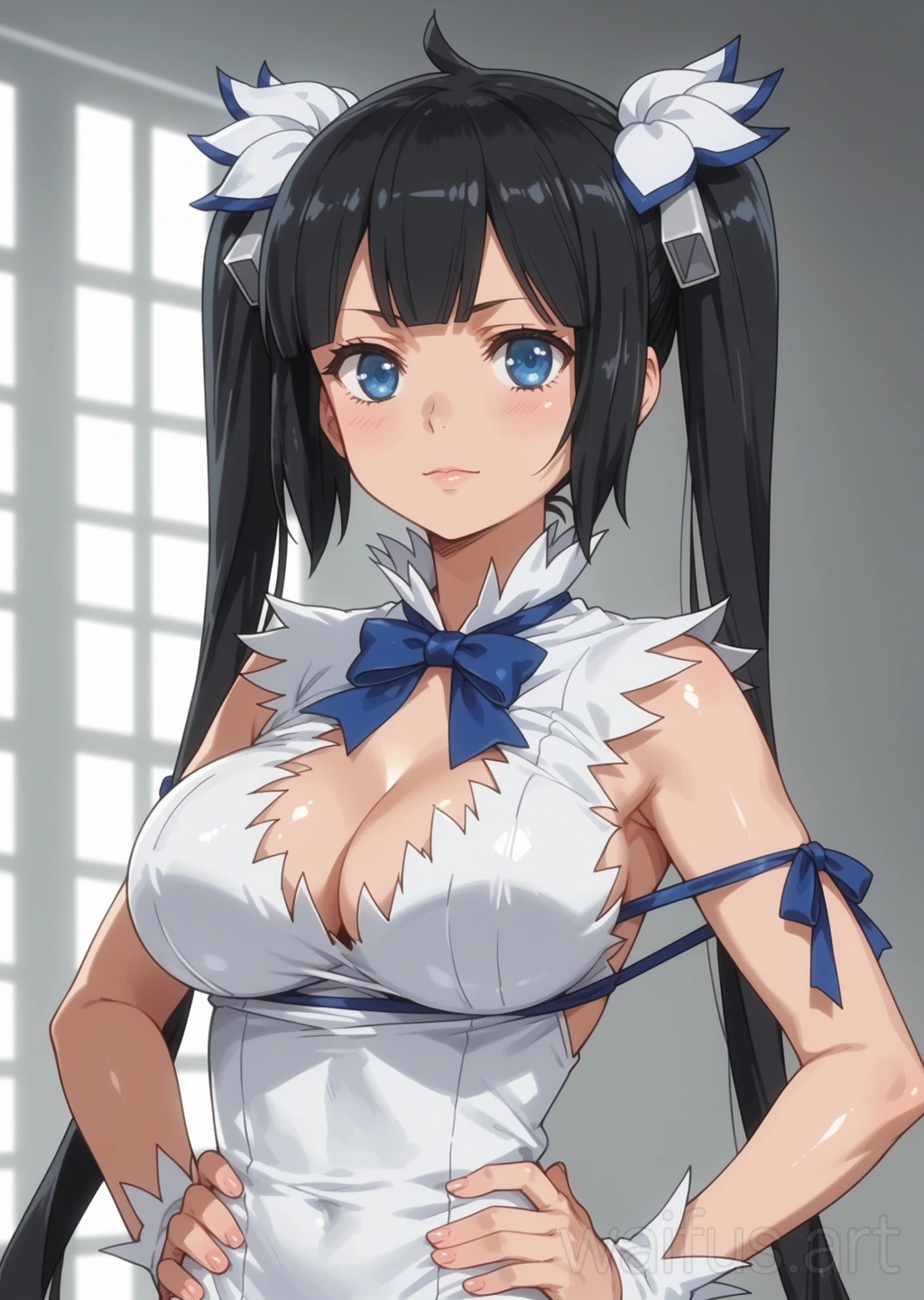Hestia (ダンまち) - 腰に手を当てる 上半身 立ち絵